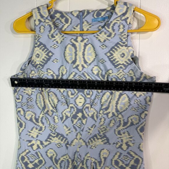 J McLaughlin Women’s S Sleeveless Dress Ikat Print Blue Yellow Short Dress - Picture 7 of 9